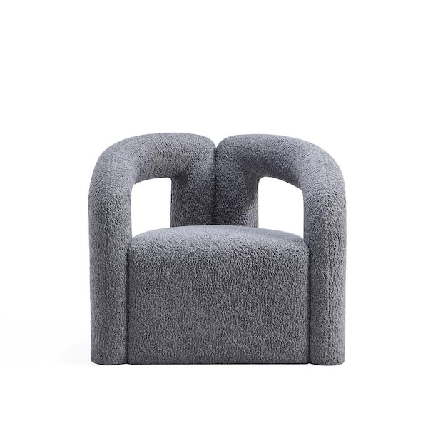 Manhattan Comfort Darian Grey Modern Boucle Fabric Upholstered Accent Chair