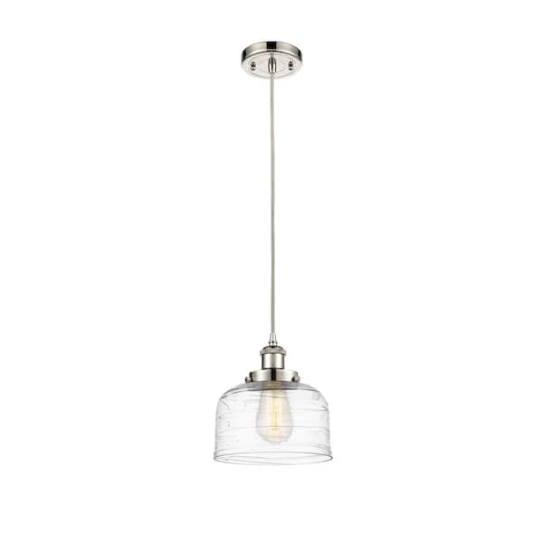 Bell 60-Watt 1 Light Polished Nickel Shaded Mini Pendant Light with Clear glass Clear Glass Shade