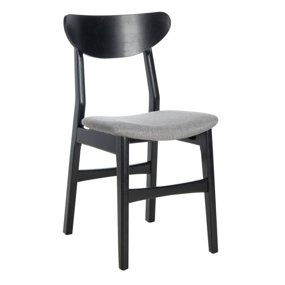 Lucca Black Wood Side Chair with Grey Cushion