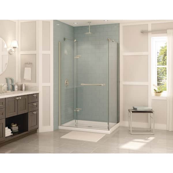 MAAX Reveal 31-7/8 in. x 48 in. x 71-1/2 in. Frameless Corner Pivot Shower Enclosure in Brushed Nickel