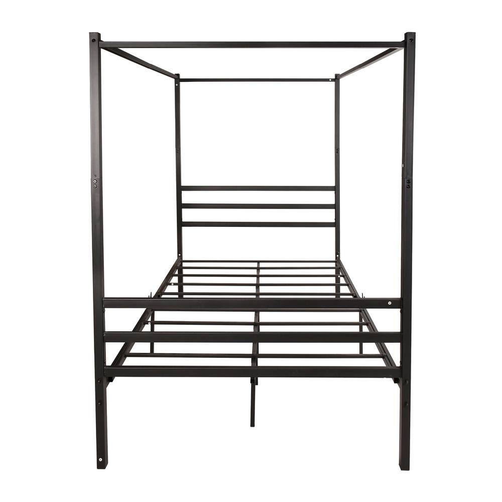 Black FullSize Canopy Metal Bed Frame European Style PTYD746FBK The