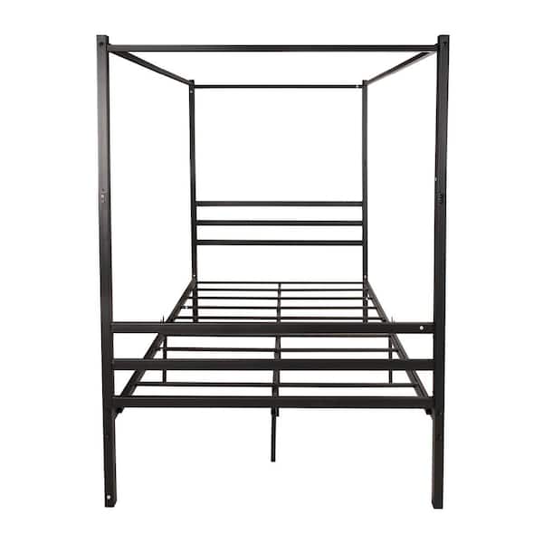 Unbranded Black Full-Size Canopy Metal Bed Frame European Style
