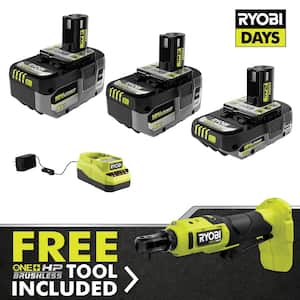 ONE+ 18V HIGH PERFORMANCE Kit w/ (2) 4.0 Ah Batteries, 2.0 Ah Battery, Charger, & FREE ONE+ HP Brushless 3/8 In. Ratchet