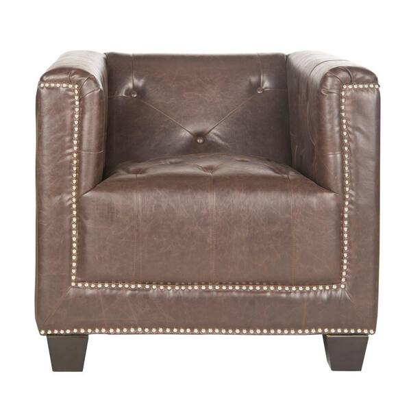 SAFAVIEH Bentley Antique Brown/Espresso Bicast Leather Club Arm Chair