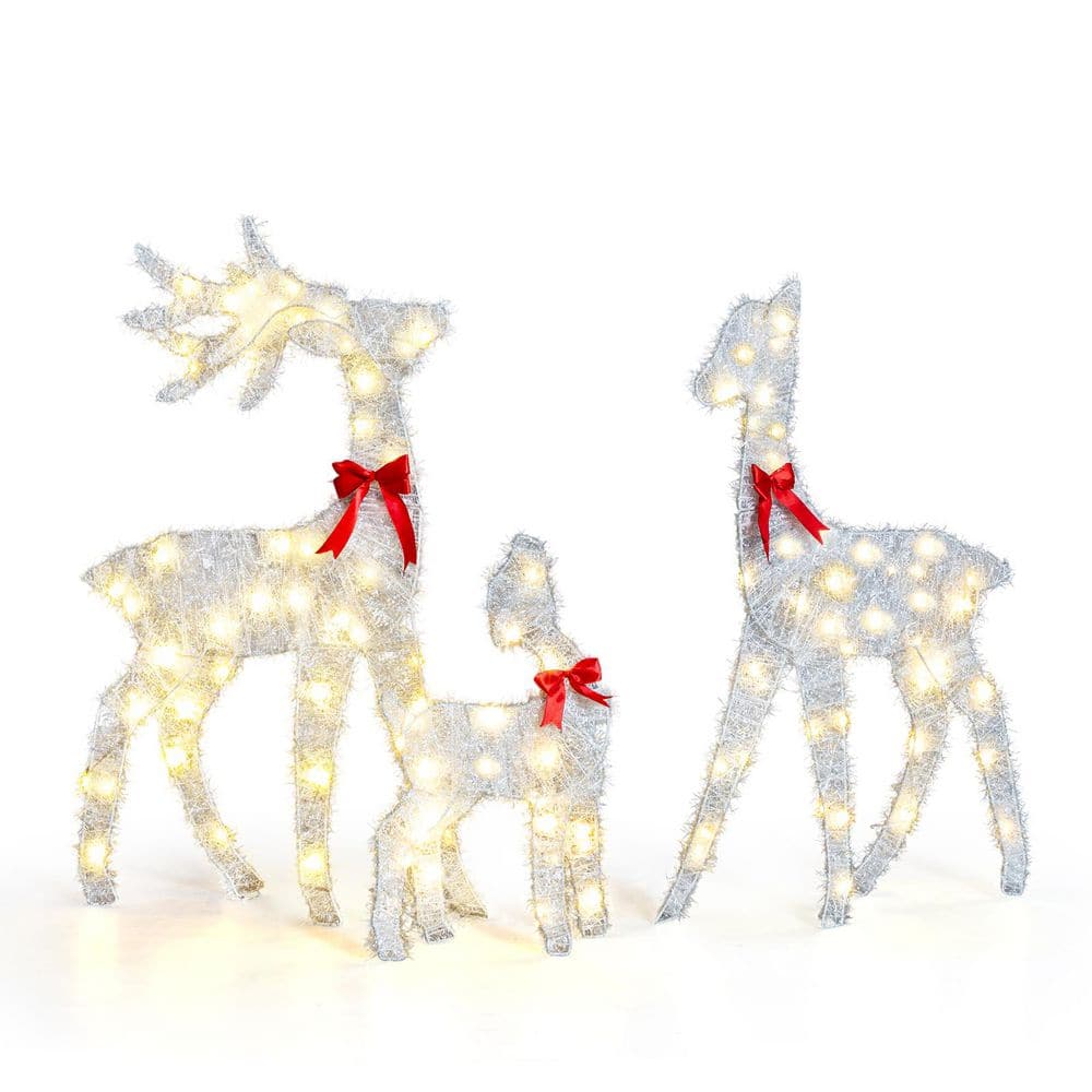 28 in. 3PCS 2D Lighted White Reindeer Family Christmas Decoration price history on PriceWatchPro