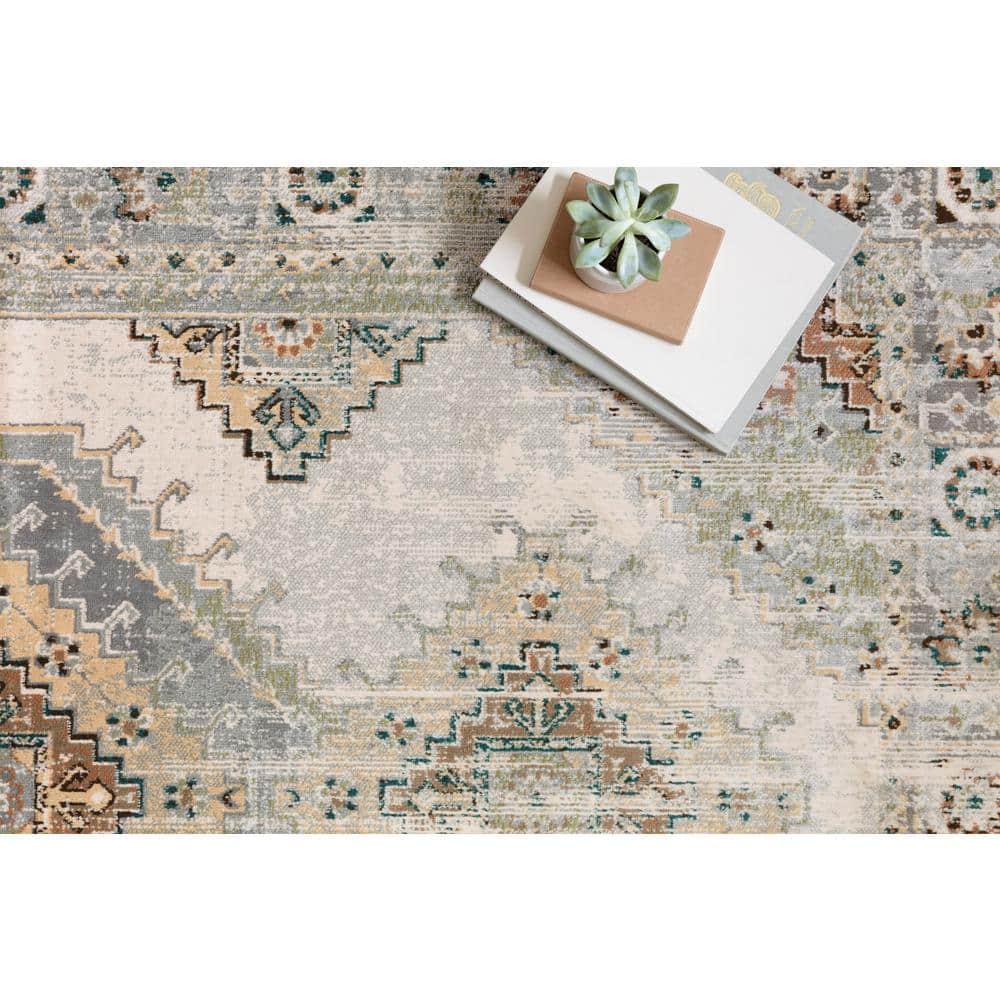 Isadora Oatmeal and Silver 6' x 9' Synthetic Area Rug
