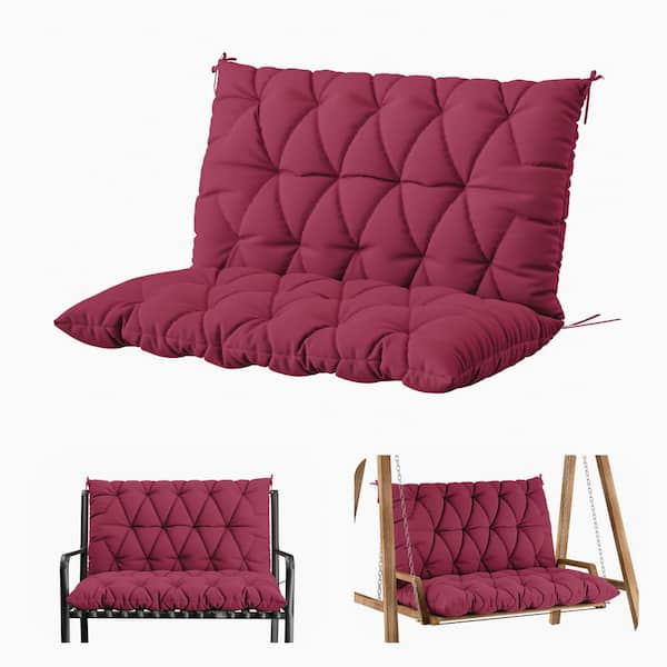 47 in. x 40 in. 2-Seater Patio Contoured Replacement Bench Cushion Outdoor Porch Swing Cushion Cushion Fuchsia Red