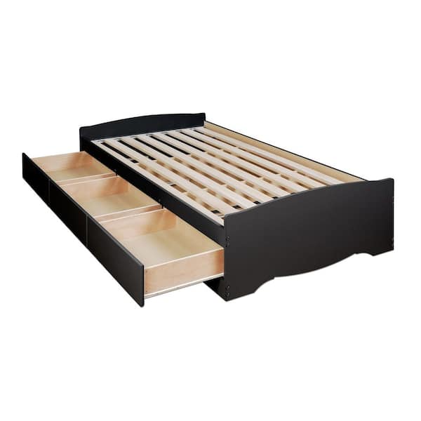 Prepac Sonoma Black Frame Twin XL Wood Storage Platform Bed