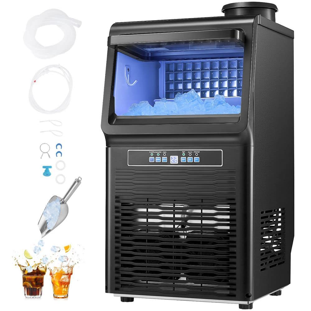 13 in.Commercial Ice Maker 70lbs./24H Self-cleaning 12lbs. Storage Freestanding 36Tray Full Size Cubes LED Display Black