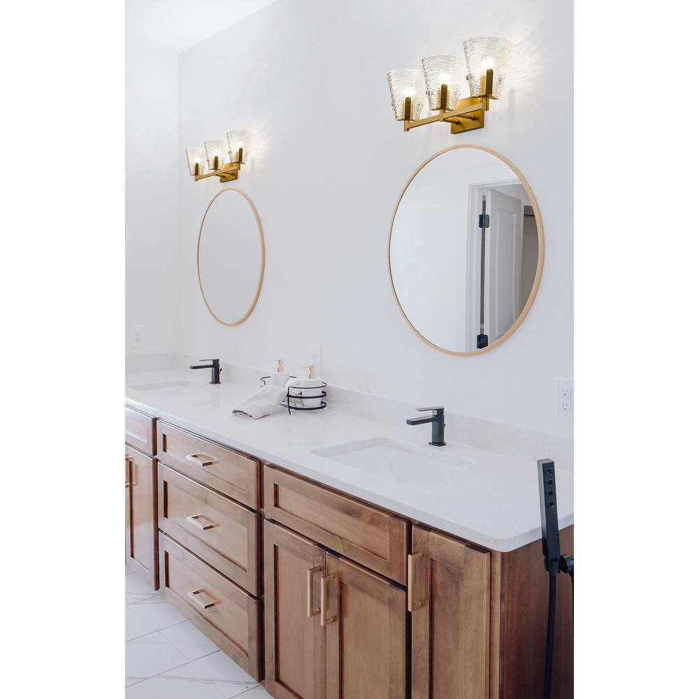 Analia Modern Gold 3-Light Vanity with Clear Glass Shades