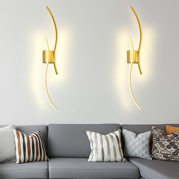 40 in. 2-Light Modern Gold Wall Sconce Over Mirror, Dimmable LED Bathroom Vanity Light for Living Room