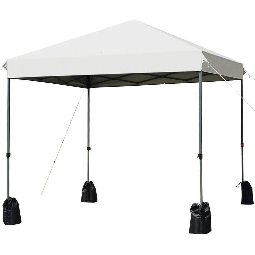 8 ft. x 8 ft. White Outdoor Pop up Canopy Tent with Roller Bag