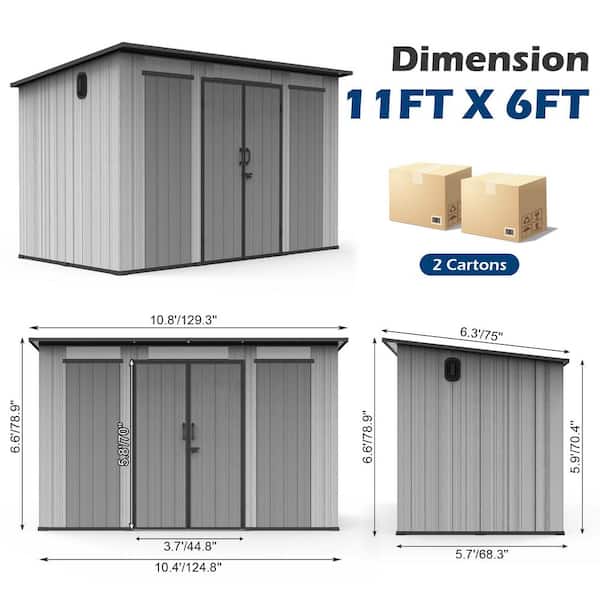 domi outdoor living 10.8 ft. W x 6.3 ft. D Resin Outdoor Storage