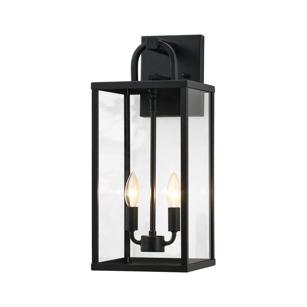 Black Wall Lantern Outdoor Sconce-20.12 in. with Clear Glass Shade price history on PriceWatchPro