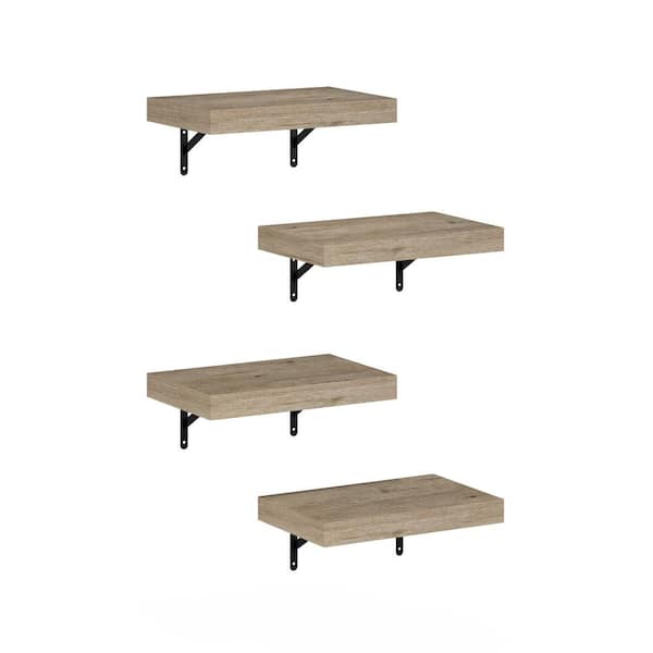 Furinno Tanna 1.65 in. Tall Natural Wood Floating Bookcase (Set of 4)