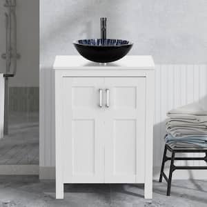 24 in. W x 19 in. D x 45 in. H Single Sink Bath Vanity in White with Solid Surface Top