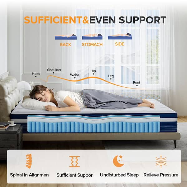 Babo Care - Queen Size 10 in. Medium Hybrid Breathable and Cooling Motion Isolation Mattress with CertiPUR-US and Oeko-TEX Certified