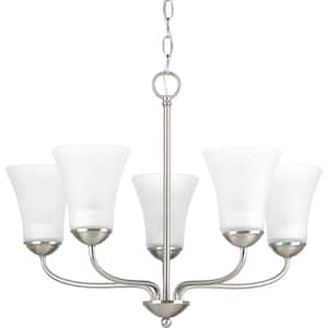 Classic Collection 5-Light Brushed Nickel Etched Glass Traditional Chandelier Light