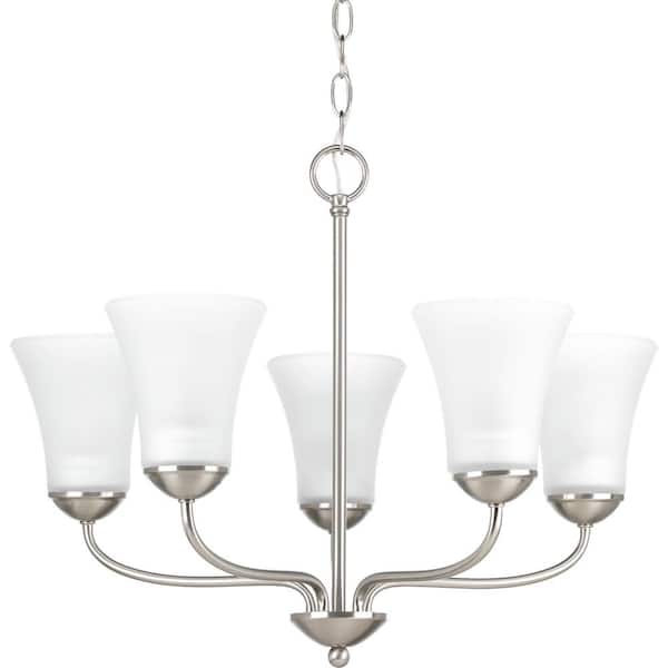 Progress Lighting Classic Collection 5-Light Brushed Nickel Etched Glass Traditional Chandelier Light