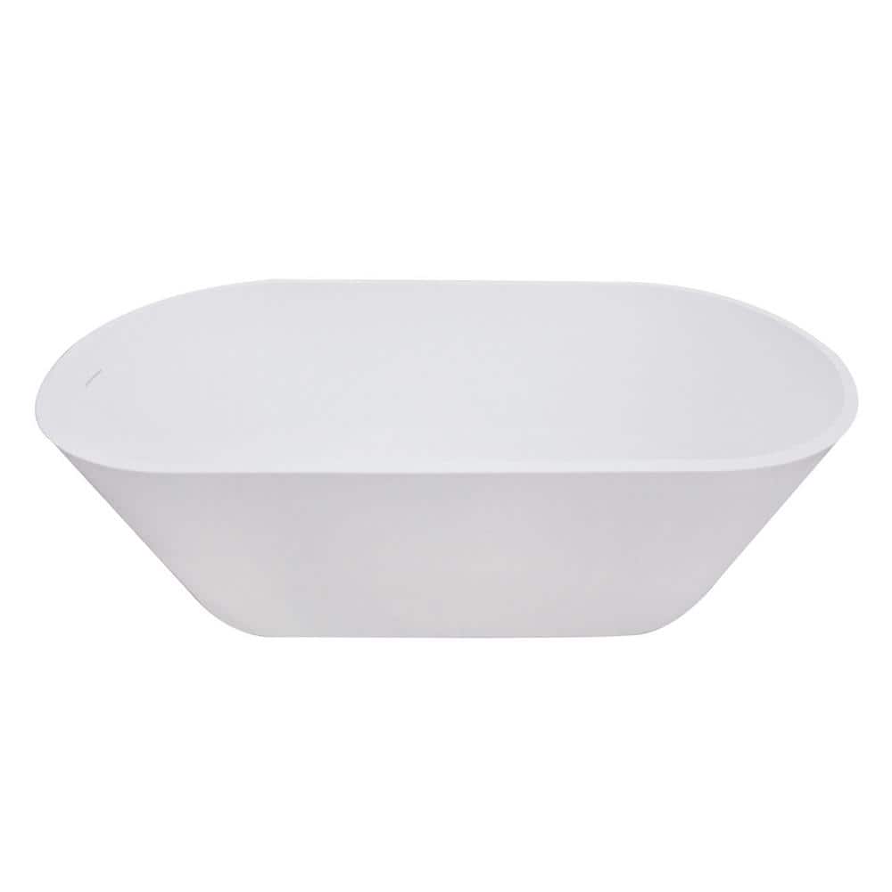 Chole 67 in. Stone Resin Solid Surface Flatbottom Freestanding Bathtub in W