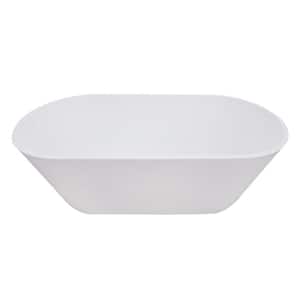 Chole 67 in. Stone Resin Solid Surface Flatbottom Freestanding Bathtub in White