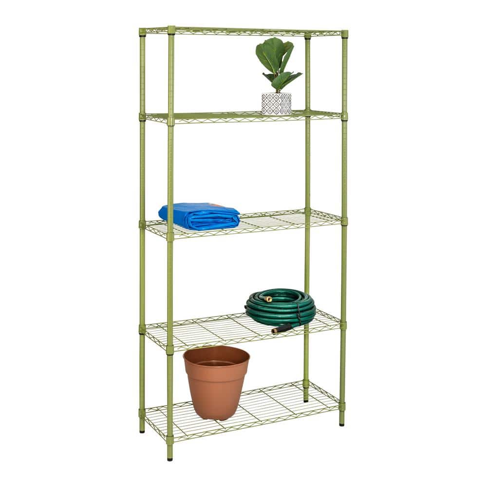 Honey-Can-Do Olive Green 5-Tier Adjustable Steel Garage Storage Shelving Unit ( 36 in. W x 72 in. H x 14 in. D ) -  SHF-09141