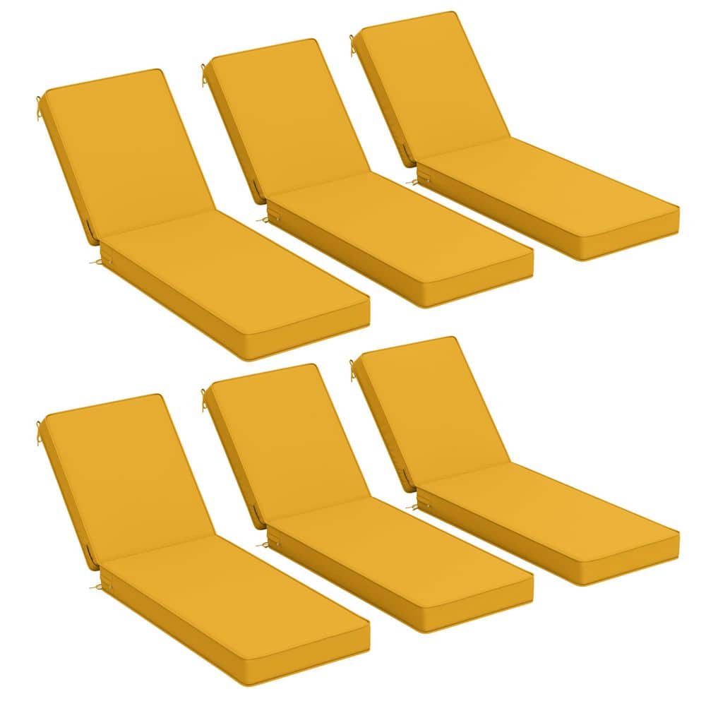 80 x 26 x 4 in. Outdoor Chaise Lounge Cushion Waterproof Patio Beach Pool Replacement Cushion Only Yellow (6-Pack) price history on PriceWatchPro