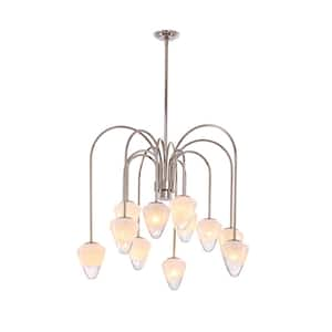 Nimbus 12-Light Polished Nickle Chandelier, Snow White Glass Shades-Modern and Contemporary Chandelier 36 in. W