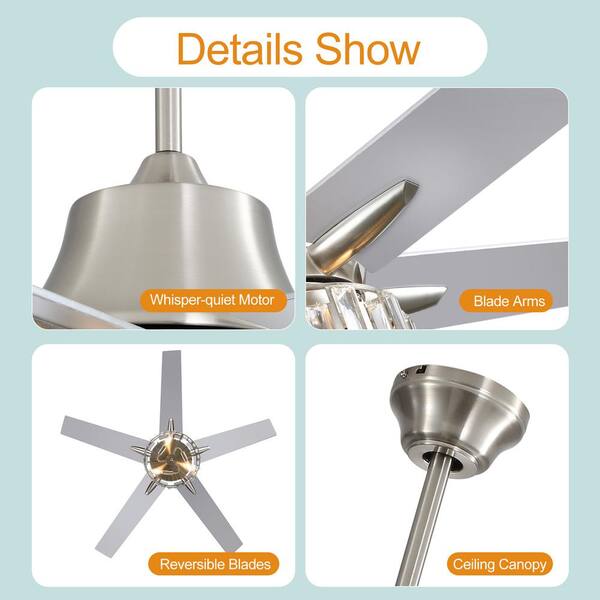 Highbury 52 In Indoor Brushed Nickel Ceiling Fan With Light Kit Shelly Lighting