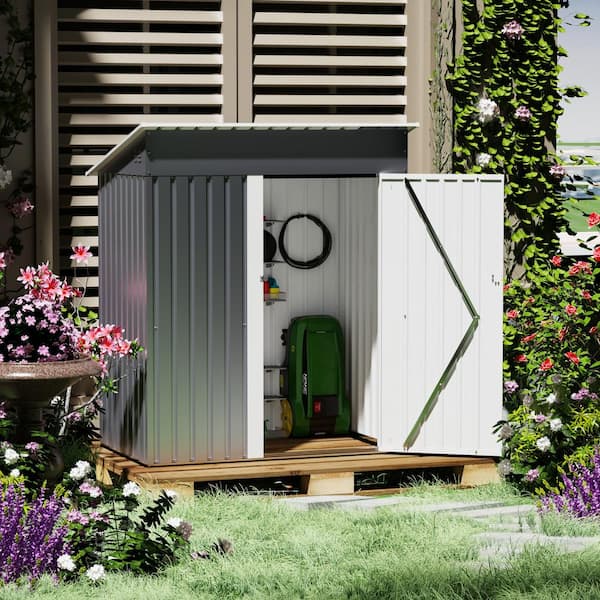 5 ft. W x 3 ft. D Gray Outdoor Galvanized Steel Frame Metal Storage Shed