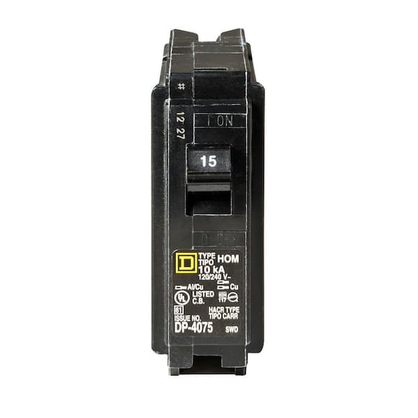 10 pack Homeline SquareD HOM115CP 15A 1-Pole circuit breaker DP-4075 120/240V 