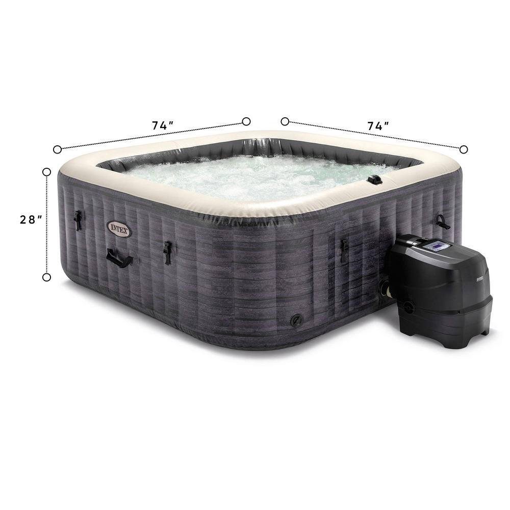 Intex 6-Person Greystone Inflatable Square Hot Tub with LED Tray