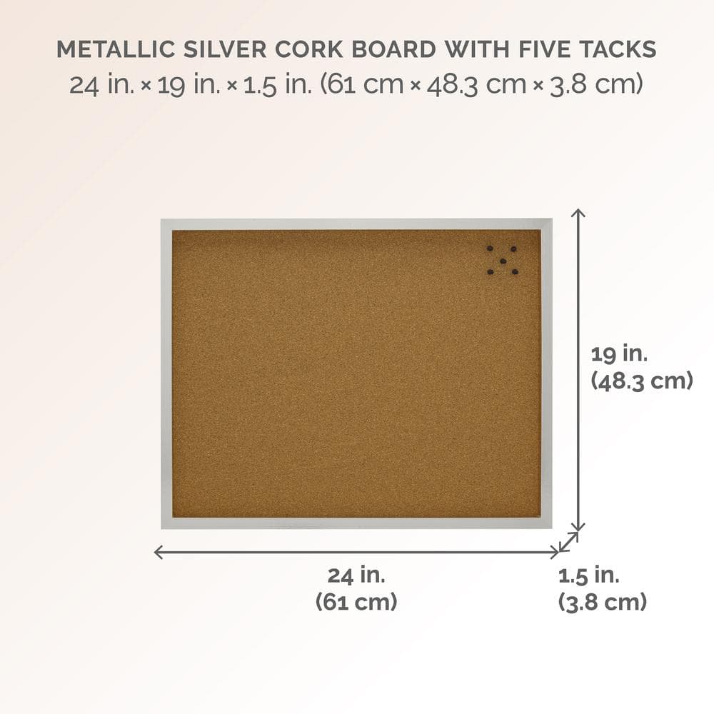 Mikasa Teal Framed Cork Bulletin Board with Tacks