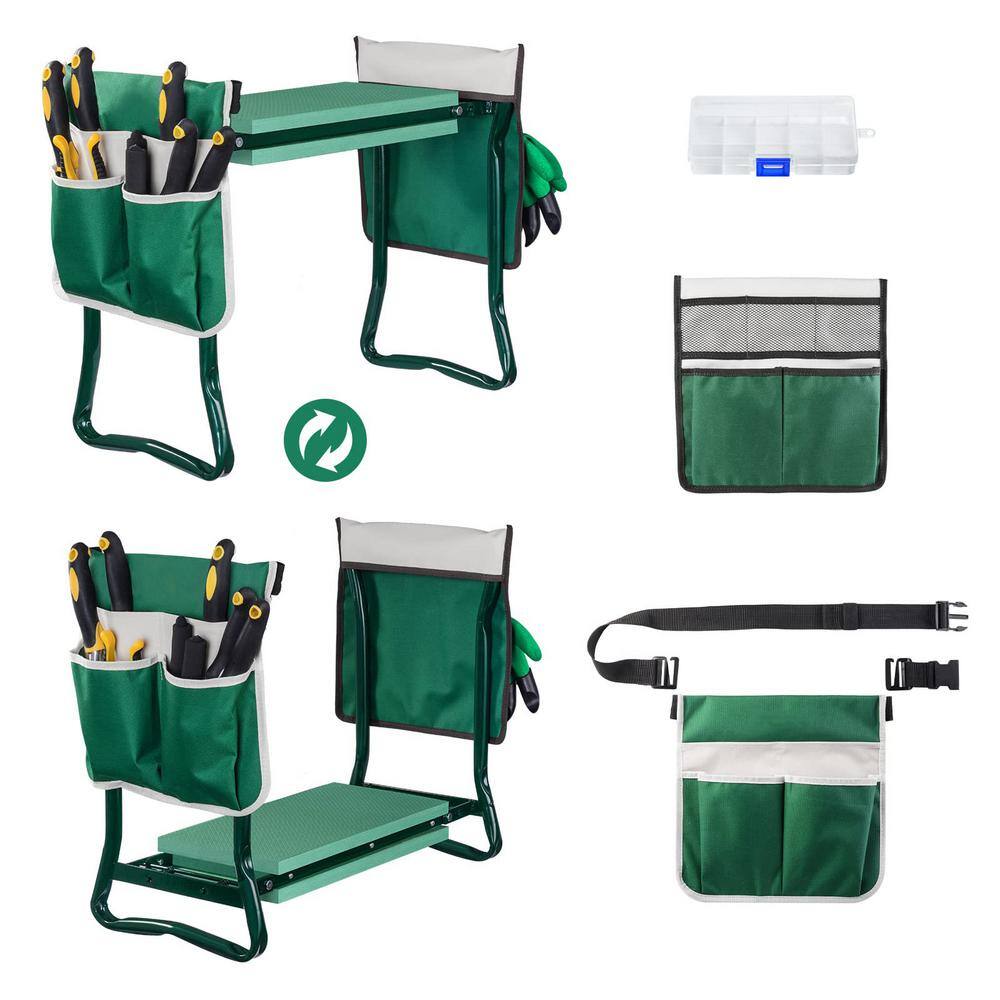 Garden Kneeler and Seat, Heavy-Duty Garden Bench with 2 Large Tool Pouches,