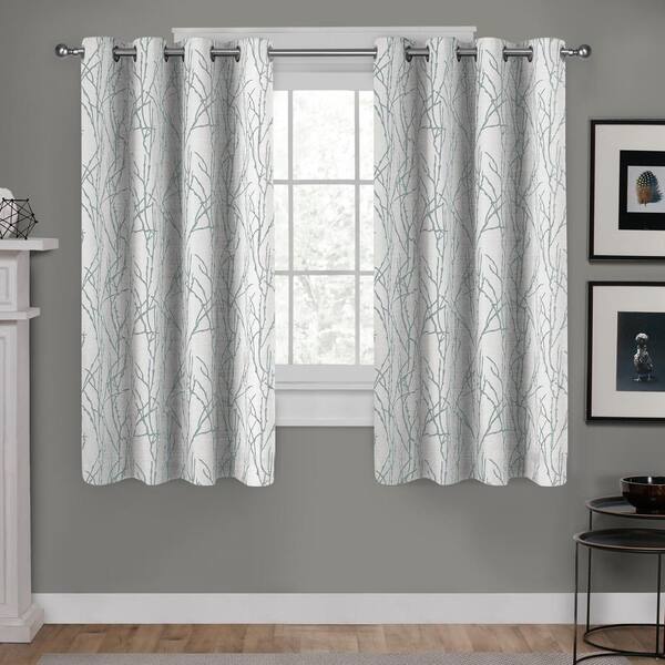 EXCLUSIVE HOME Branches Seafoam Nature Light Filtering Grommet Top Curtain, 54 in. W x 63 in. L (Set of 2)