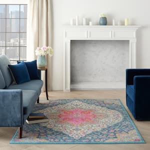 Passion Multicolor 5 ft. x 7 ft. Persian Medallion Transitional Area Rug