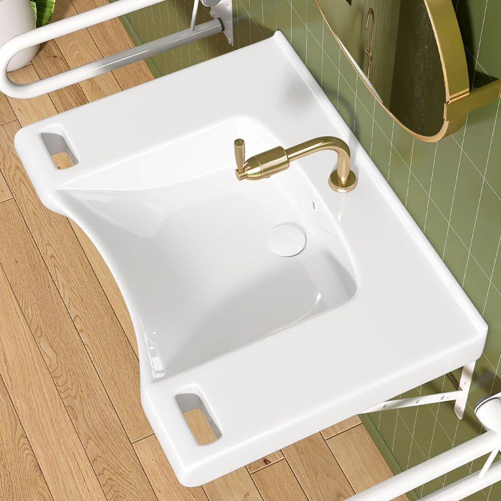 Zeafive 29.5 in. ADA Compliant Ceramic Sink Wall-Hung Accessible