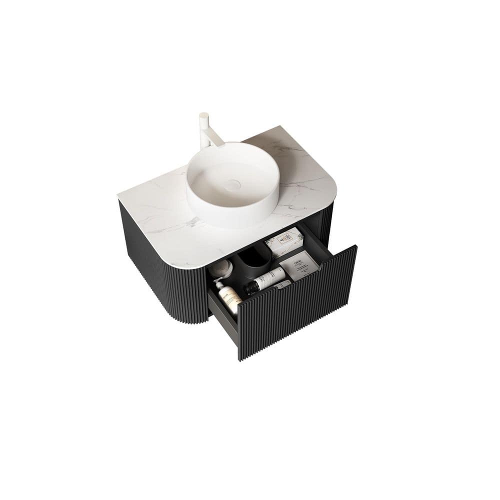 30 in. W x 19 in. D x 14 in. H Single Sink Floating Bath Vanity in Black with White Sintered Stone Top price history on PriceWatchPro