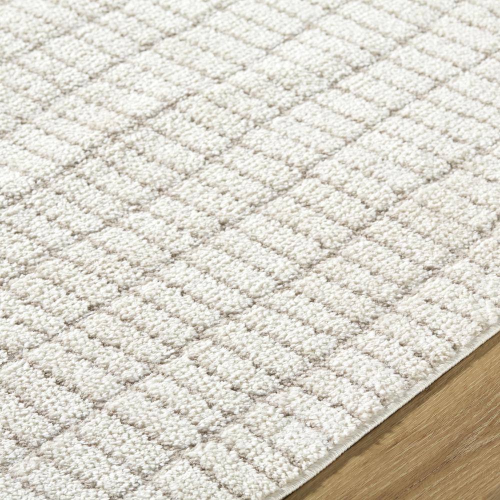 Ivory and Taupe Striped Synthetic 10' x 14' Area Rug