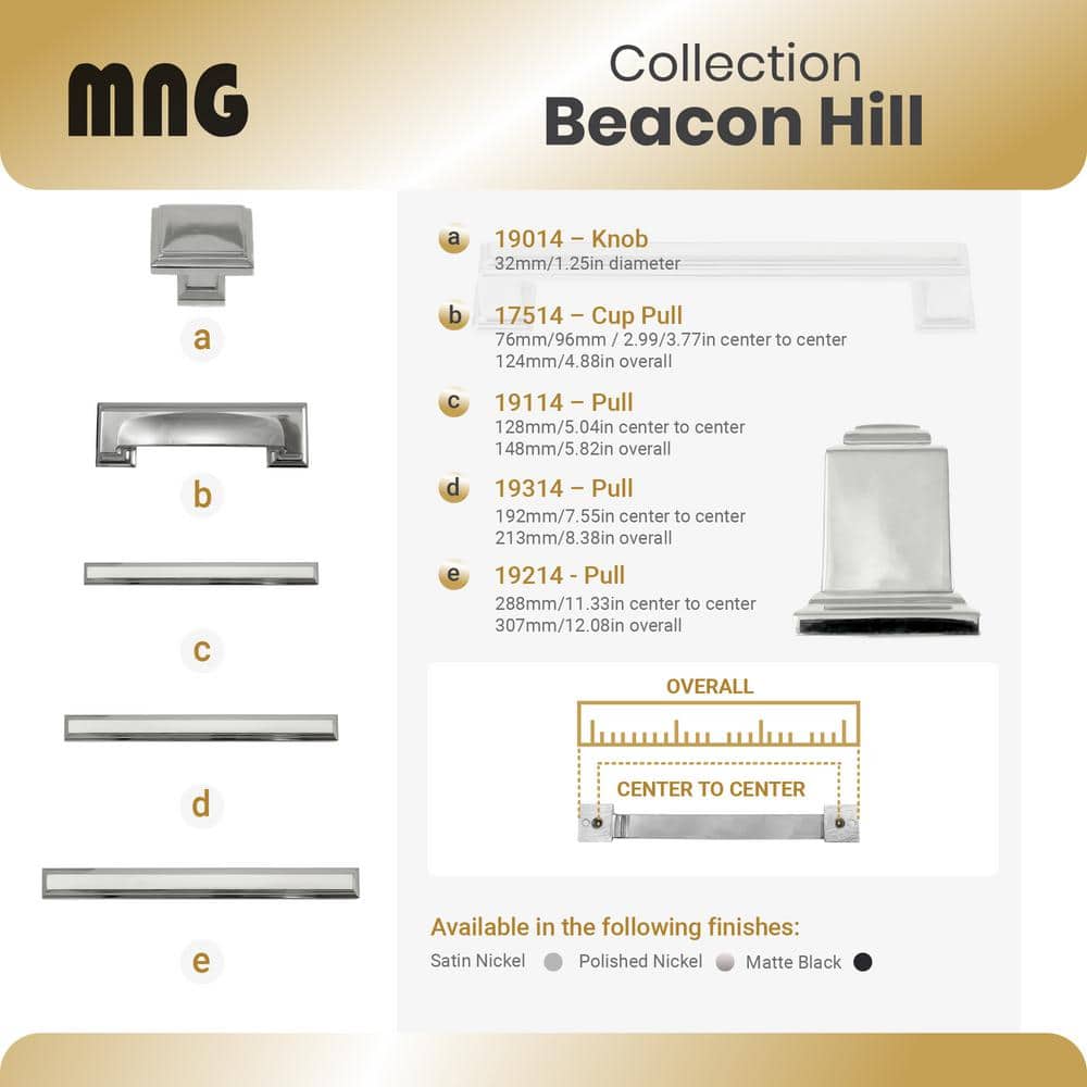 Beacon Hill Satin Nickel Square Cabinet Knob