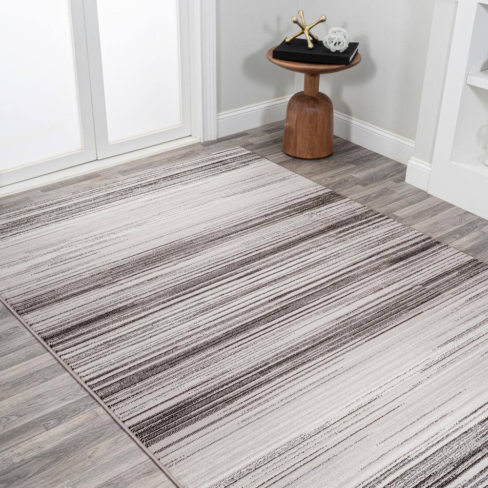 Austin Gradient Striped Gray and Black 5 x 8 Area Rug