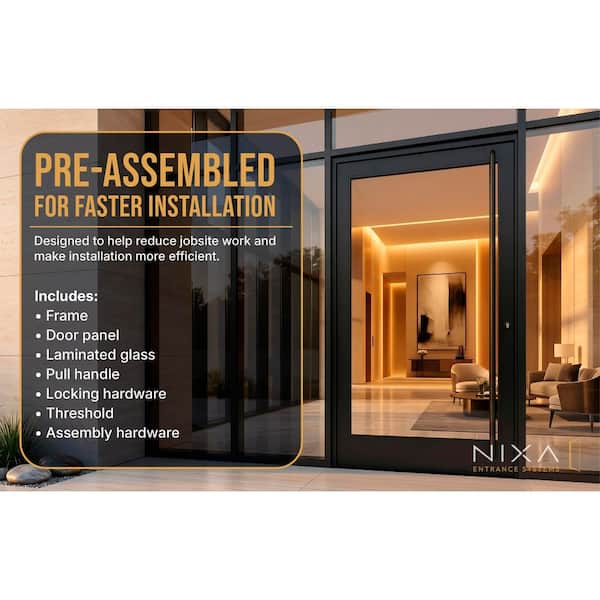 Nixa Doors 130 Series 48 x 84 Black Aluminum Commercial Pivot Door