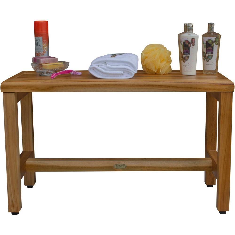 EcoDecors EarthyTeak 30" Solid Teak Wood Shower Bench