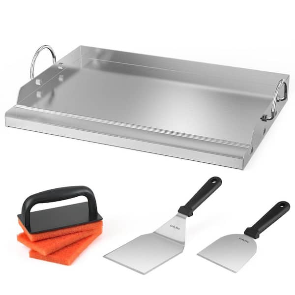 23 in. x 16 in. Outdoor Flat Top Griddle Kit with BBQ Scraper, Spatula and Scour Pad for Gas and Charcoal Grills