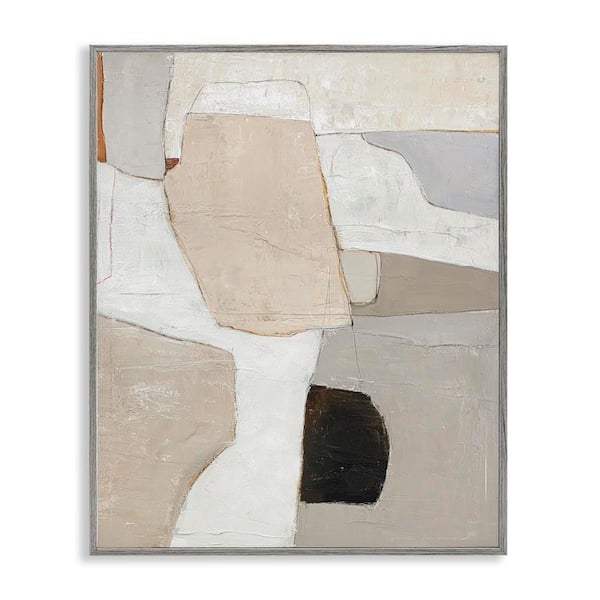 Beige Shape Geometrics by Design Fabrikken Gray Framed Abstract Giclee Art Print 14 in. x 11 in.