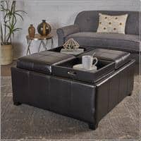 Noble House Dartmouth Espresso Brown Bonded Leather Tray Top