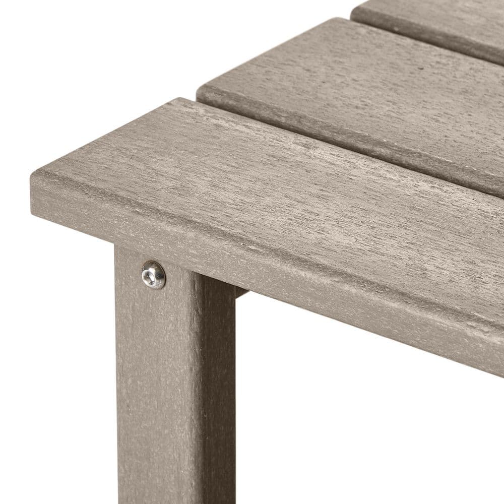 Weathered Wood HDPE Outdoor Patio Square Side Table