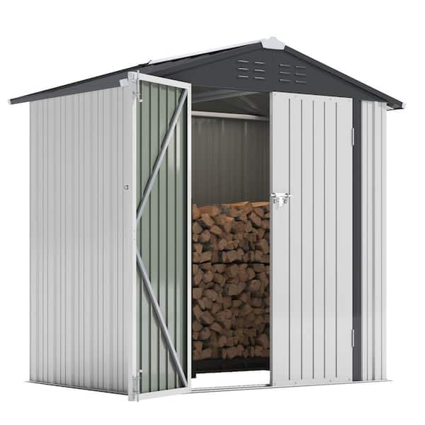Tozey 6 ft. W x 4 ft. D Outdoor Storage Metal Shed Utility Patio Shed for Garden and Backyard 24 sq. ft. in White