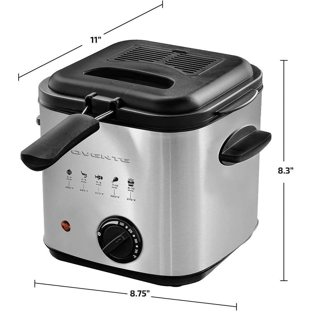 Ovente Silver 1.5 Liter Electric Deep Fryer with Basket