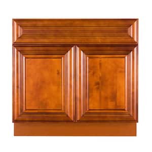 Cambridge Assembled 33x34.5x24 in. Sink Base Cabinet with 2 Doors in Chestnut